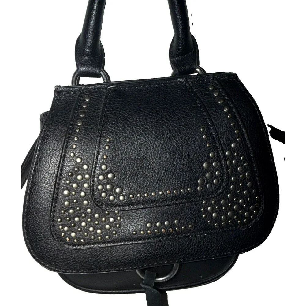 American Eagle Outfitters Black Studded Satchel Top Handle Detachable Strap